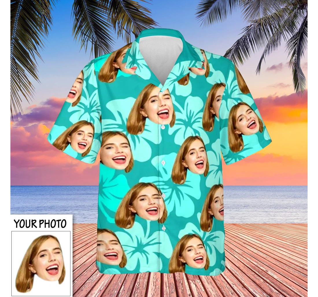 Personalized Custom Face With Picture Personalized Image Hawaiian Shirt, Button Up Aloha Shirt For Men, Women