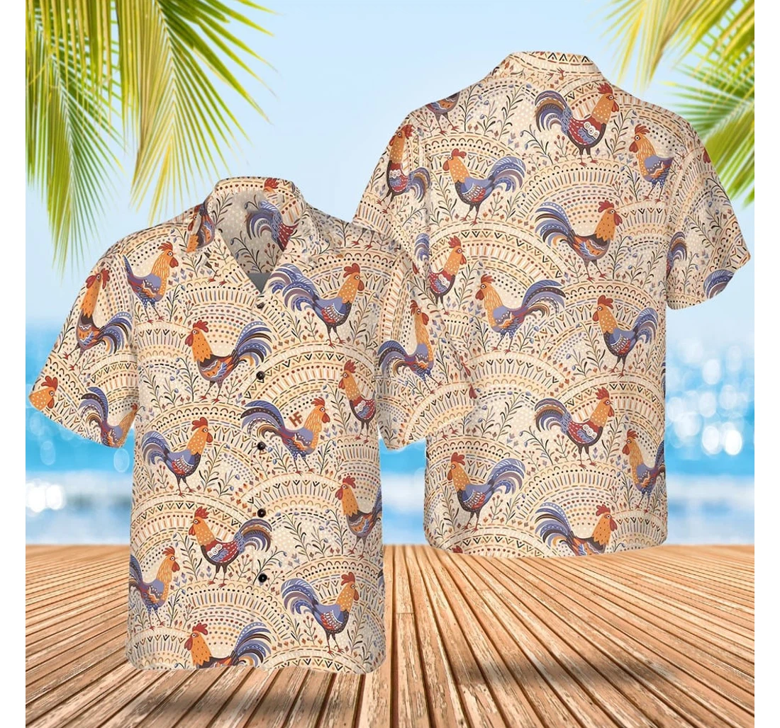 Personalized Chicken Boho Style Gifts Son Hawaiian Shirt, Button Up Aloha Shirt For Men, Women