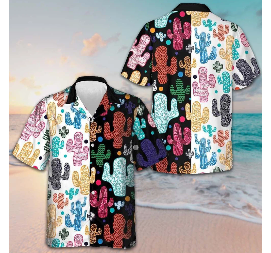 Personalized Colorful Cactus Gifts Cactus Lovers Hawaiian Shirt, Button Up Aloha Shirt For Men, Women