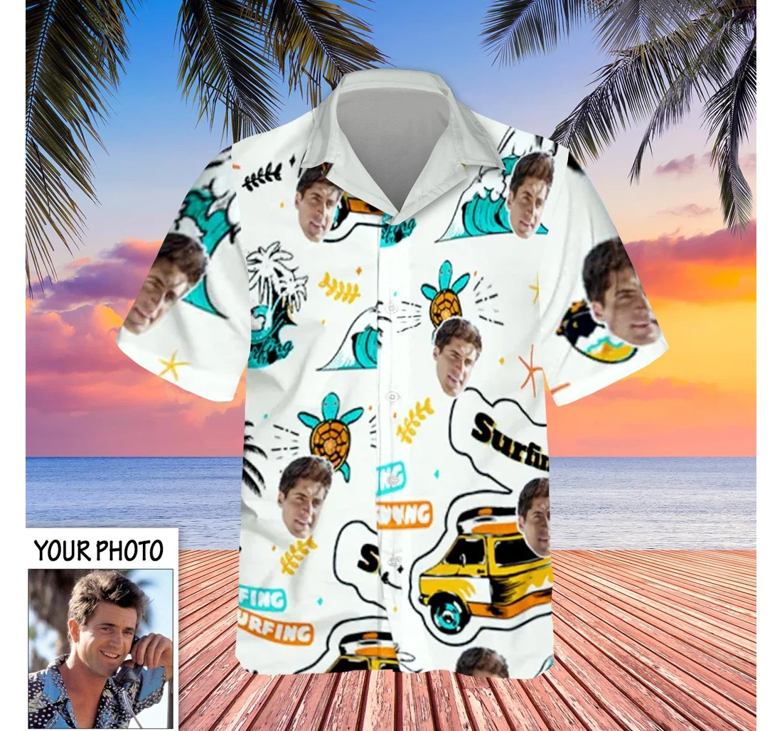 Personalized Custom Face Surfer Best Gifts Boyfriend Hawaiian Shirt, Button Up Aloha Shirt For Men, Women
