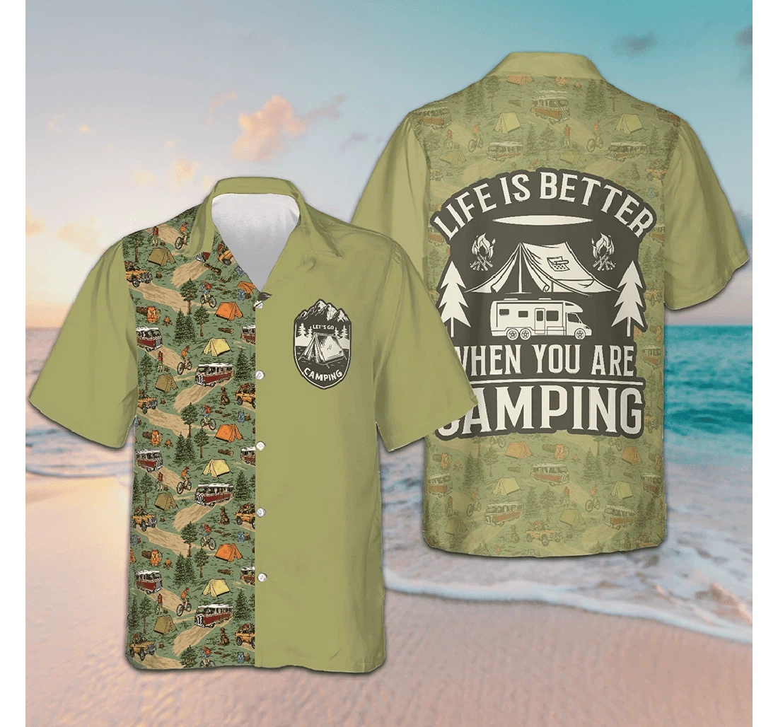 Personalized Life Is Better When You Are Camping Gifts Campers Hawaiian Shirt, Button Up Aloha Shirt For Men, Women