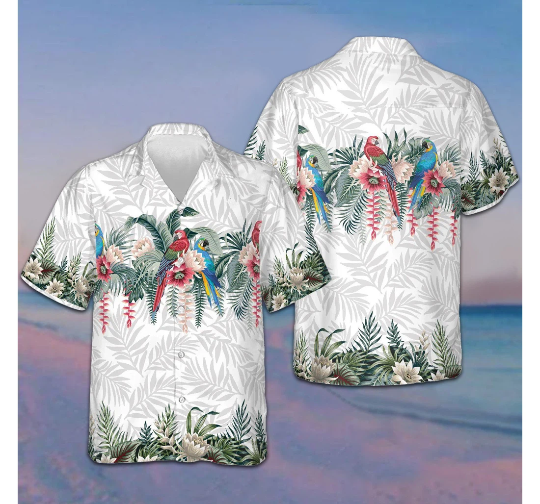Personalized Botanical Lotus And Macaw Parrot Hawaiian Shirt, Button Up Aloha Shirt For Men, Women