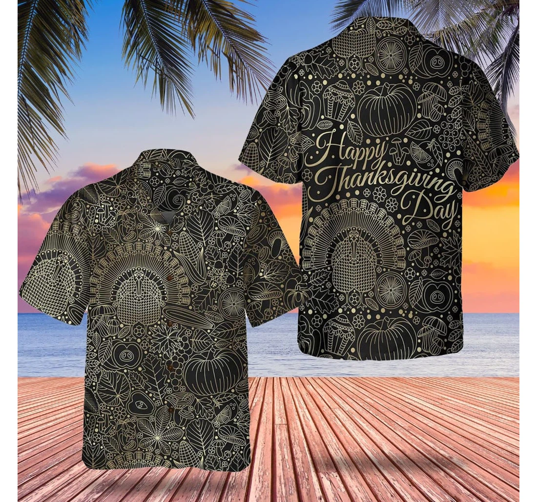 Personalized Happy Thanksgiving Day Thanksgiving Gifts Boyfriend Hawaiian Shirt, Button Up Aloha Shirt For Men, Women