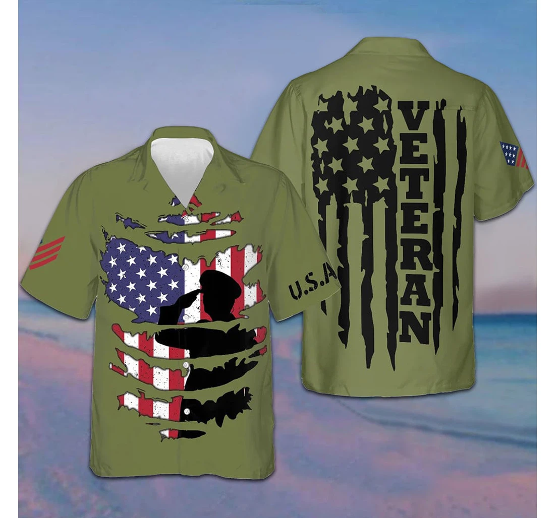 Personalized Us Army Veteran Pride Military Patriotic Gifts Him Hawaiian Shirt, Button Up Aloha Shirt For Men, Women