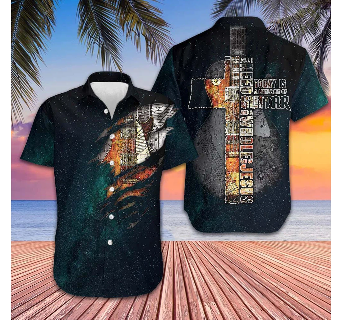 Personalized All I Need Today Is A Little Bit Of Guitar Guitar Lovers Hawaiian Shirt, Button Up Aloha Shirt For Men, Women