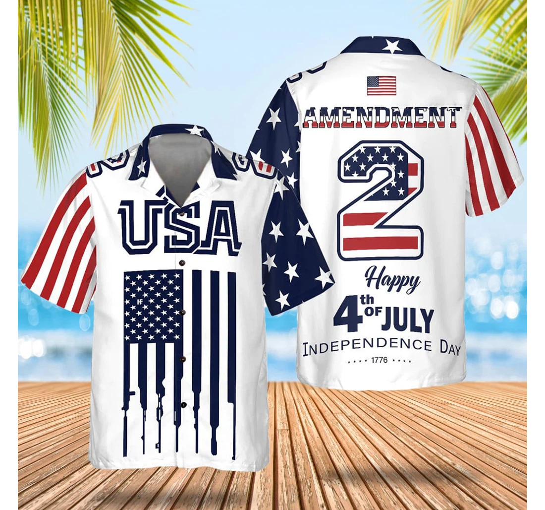 Personalized Amendment Happy Th Of July Independence Day Patriotic Gifts Gun Lovers Hawaiian Shirt, Button Up Aloha Shirt For Men, Women