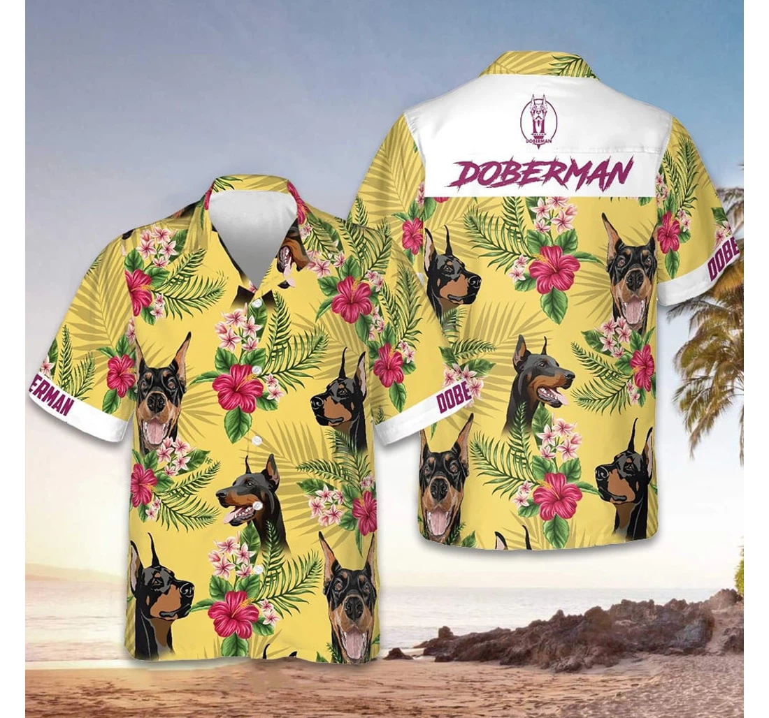 Personalized Doberman Pinscher Dog Owner Hawaiian Shirt, Button Up Aloha Shirt For Men, Women