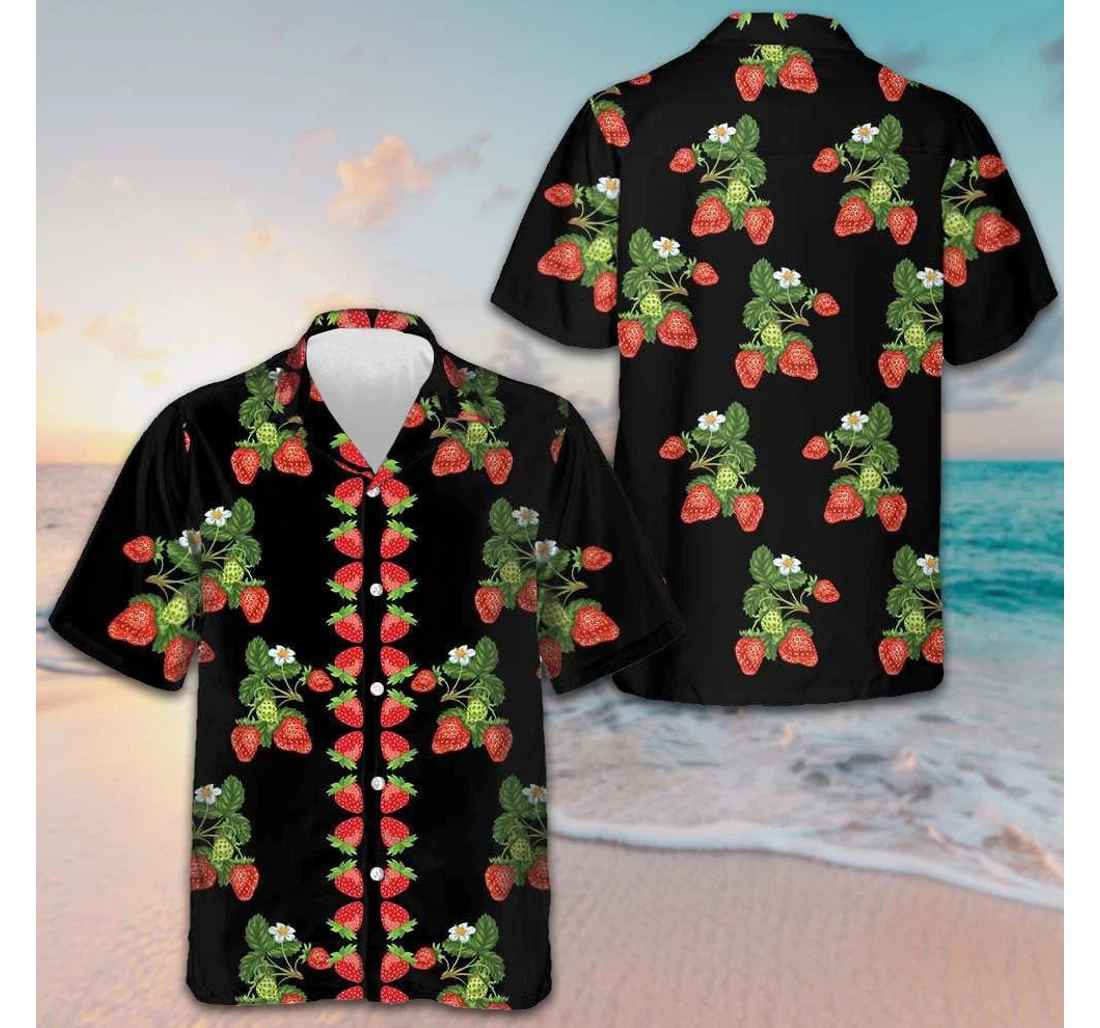 Personalized Strawberries Strawberry Lovers Gifts Siblings Hawaiian Shirt, Button Up Aloha Shirt For Men, Women