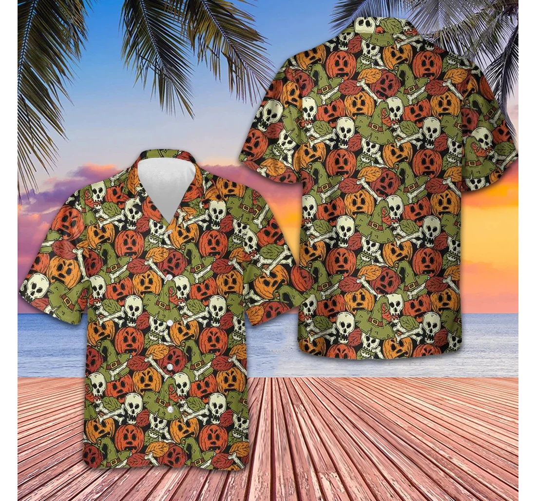 Personalized Halloween Is Coming Funny Pumpkin Skull Gifts Halloween Hawaiian Shirt, Button Up Aloha Shirt For Men, Women