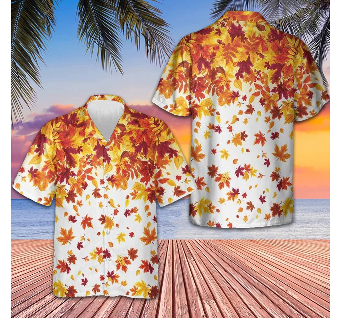 Personalized Autumn Leaves On Thanksgiving Gifts Thanksgiving Hawaiian Shirt, Button Up Aloha Shirt For Men, Women