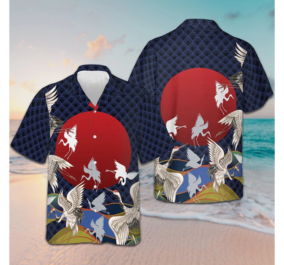 Personalized Japanese Cranes Cool Uncle Gifts Hawaiian Shirt, Button Up Aloha Shirt For Men, Women