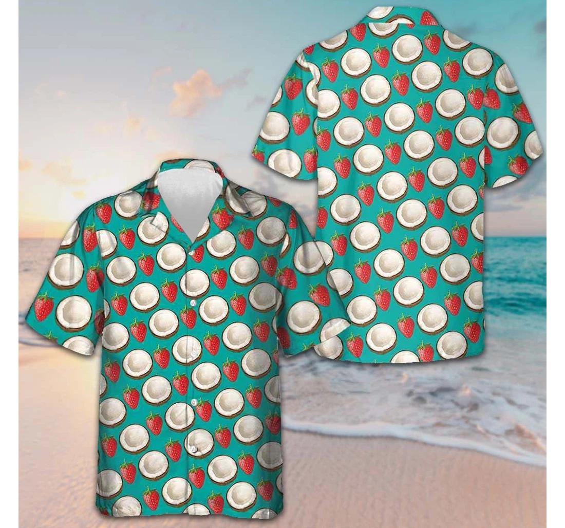 Personalized Strawberry And Coconut Pattern Gift Ideas Hawaiian Shirt, Button Up Aloha Shirt For Men, Women
