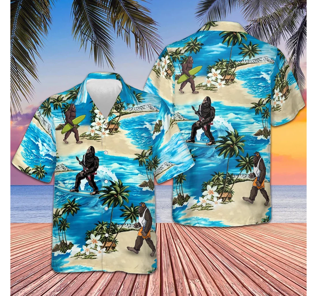 Personalized Bigfoot Gifts Cousin Hawaiian Shirt, Button Up Aloha Shirt For Men, Women