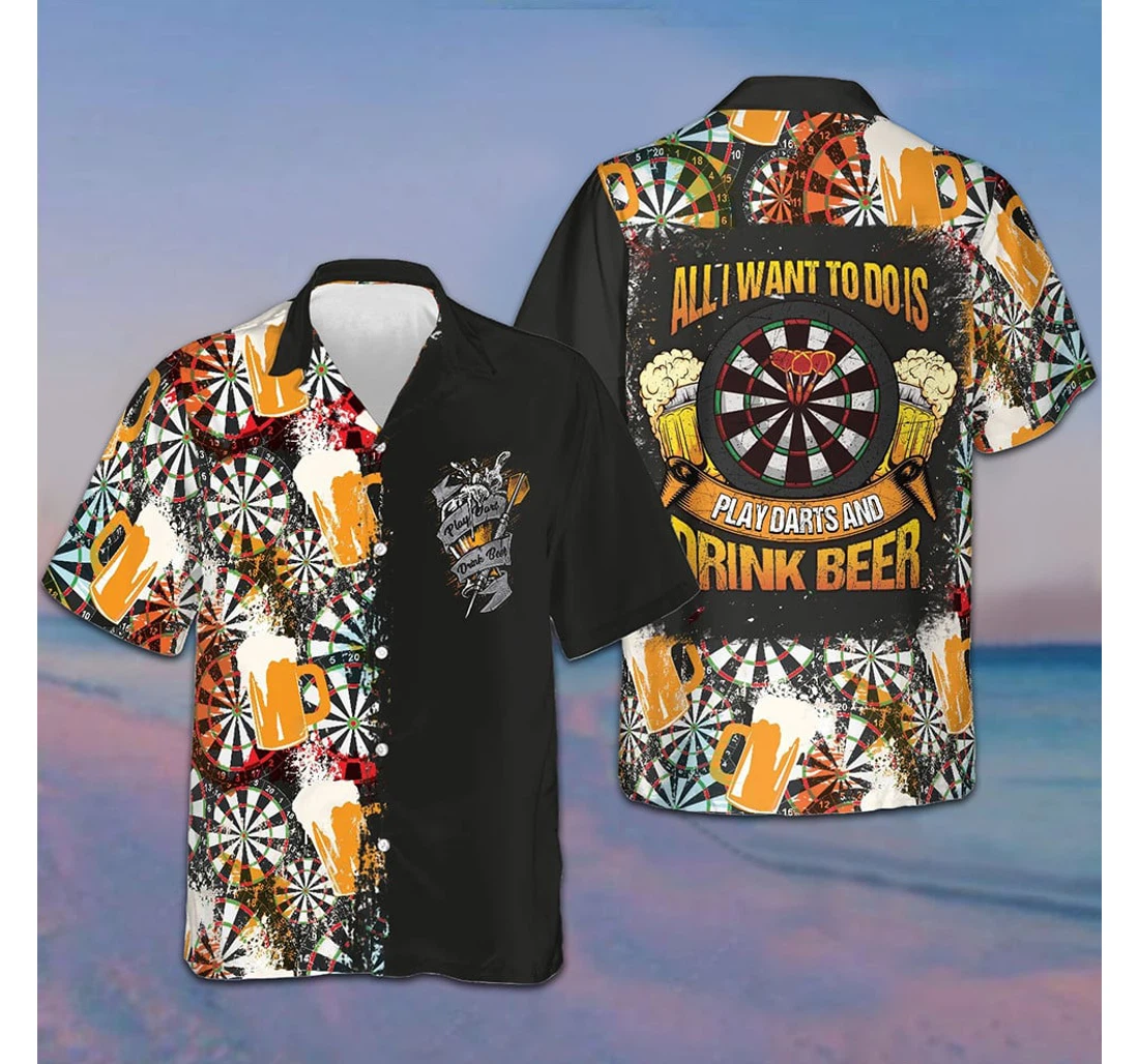 Personalized Play Darts And Drink Beer Gifts Dart Players Hawaiian Shirt, Button Up Aloha Shirt For Men, Women