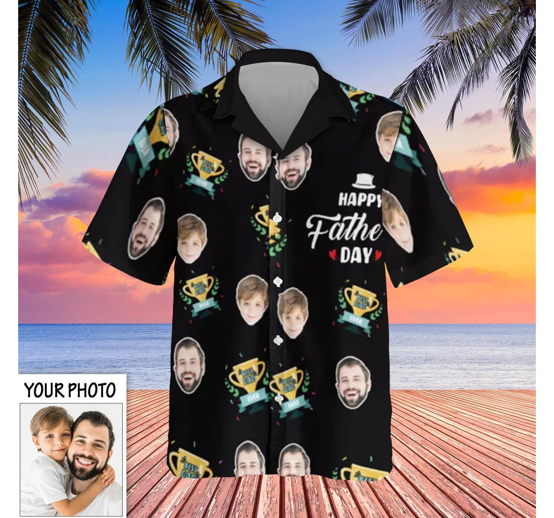 Personalized Custom Face Best Dad Father's Day With Faces On It Custom Fathers Day Gift Hawaiian Shirt, Button Up Aloha Shirt For Men, Women