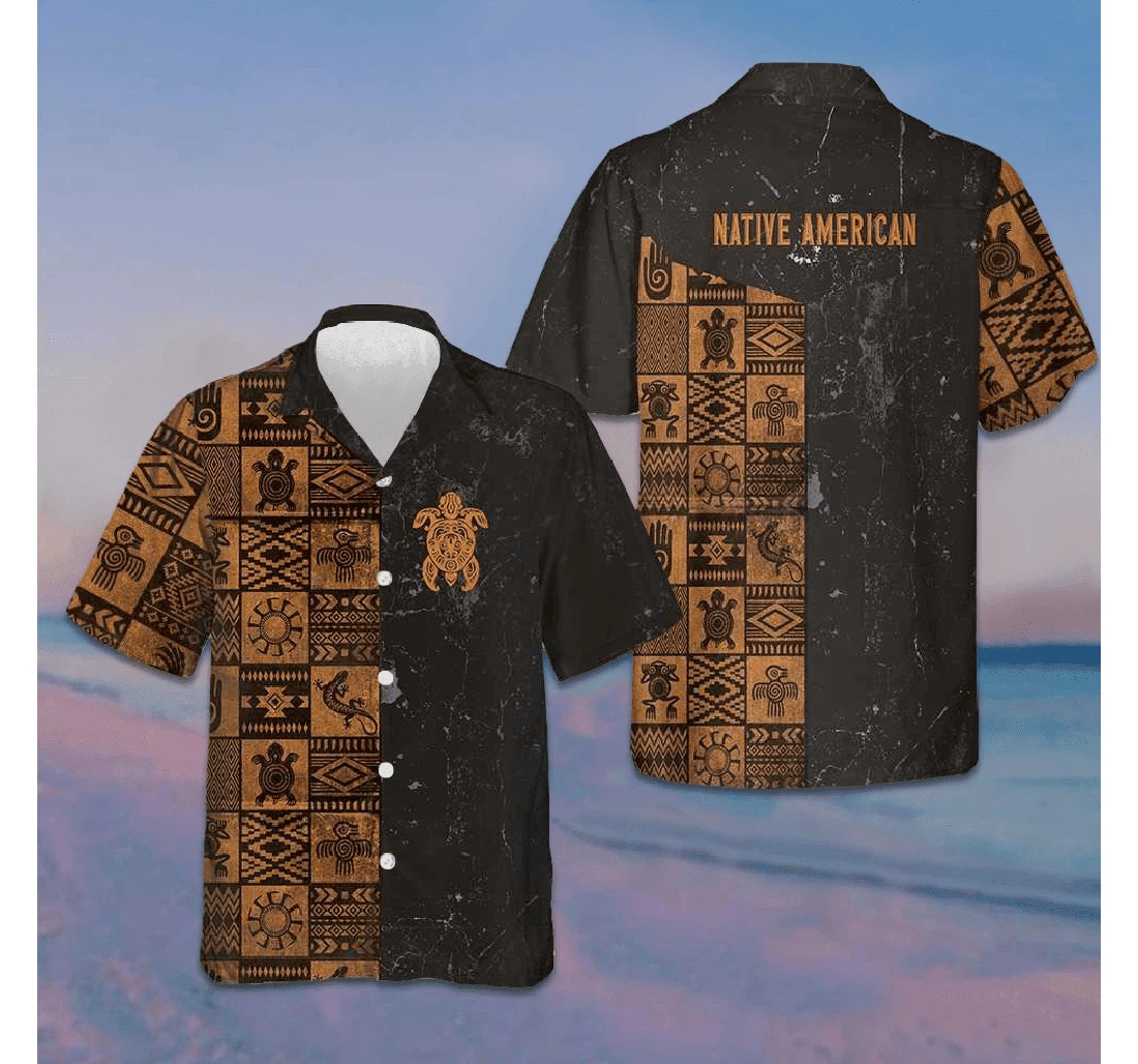 Personalized Native American Aztec Ethnic Gifts Stepson Hawaiian Shirt, Button Up Aloha Shirt For Men, Women