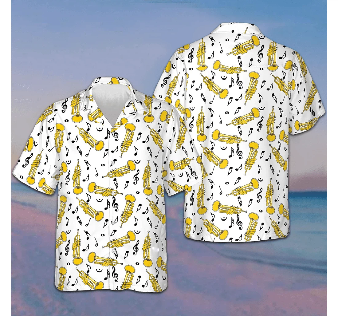 Personalized Trumpet Seamless Pattern Best Gifts Trumpet Players Hawaiian Shirt, Button Up Aloha Shirt For Men, Women