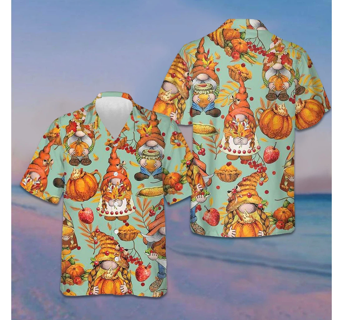 Personalized Farm Harvest Festival Gnomes Thanksgiving Thanksgiving Gift Ideas Hawaiian Shirt, Button Up Aloha Shirt For Men, Women