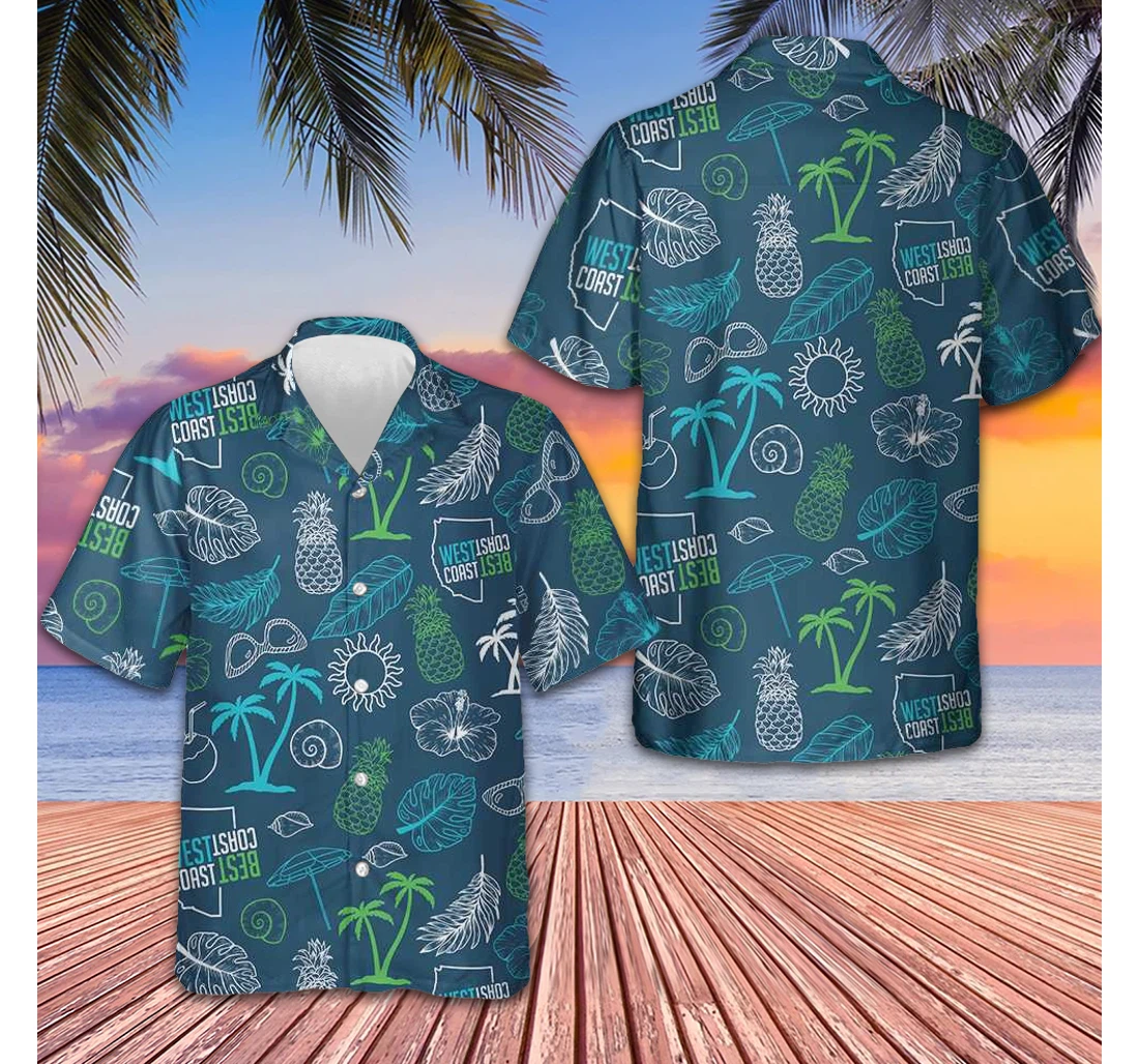 Personalized West Coast Best Coast Gift Ideas Hawaiian Shirt, Button Up Aloha Shirt For Men, Women