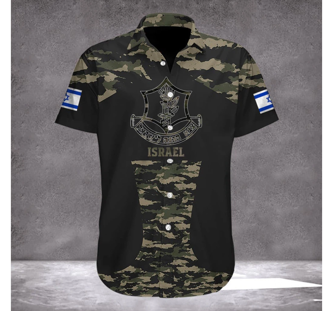Personalized Idf Stand With You Israel Israel Defense Forces Camo Merch Supporters Hawaiian Shirt, Button Up Aloha Shirt For Men, Women
