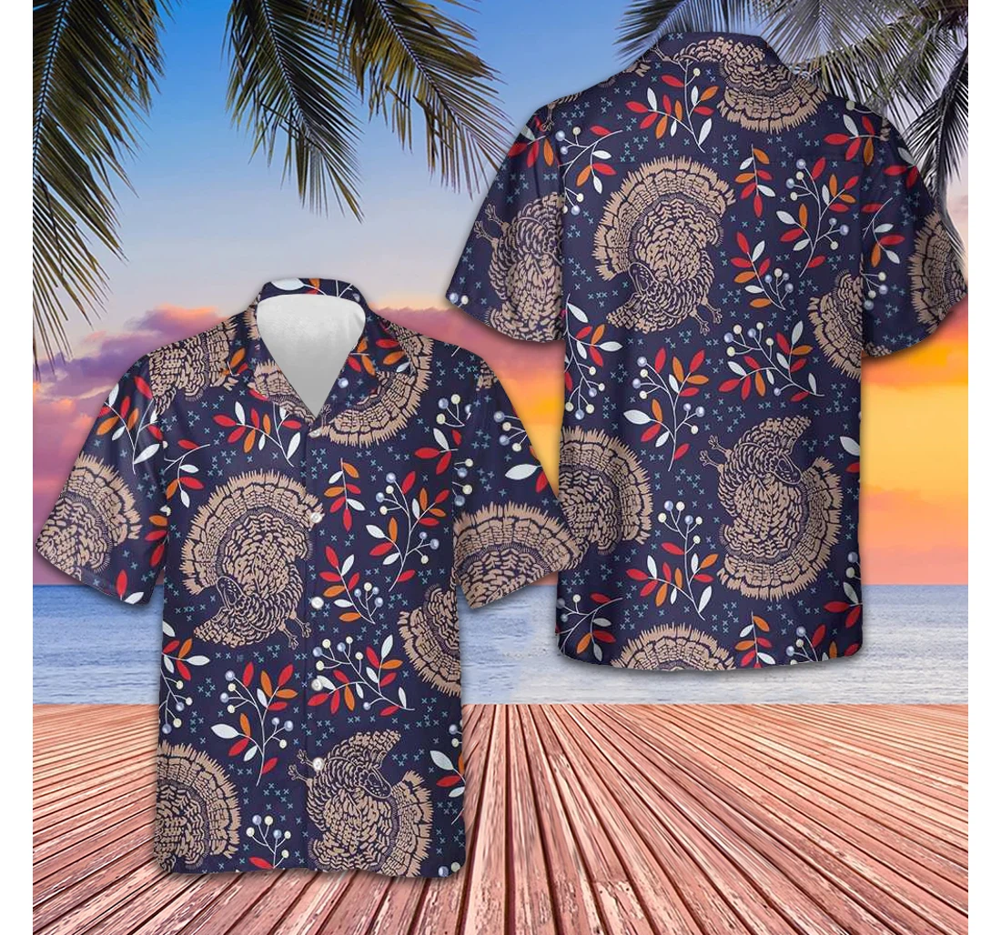 Personalized Turkey Thanksgiving Seamless Pattern Gift Thanksgiving Day Hawaiian Shirt, Button Up Aloha Shirt For Men, Women