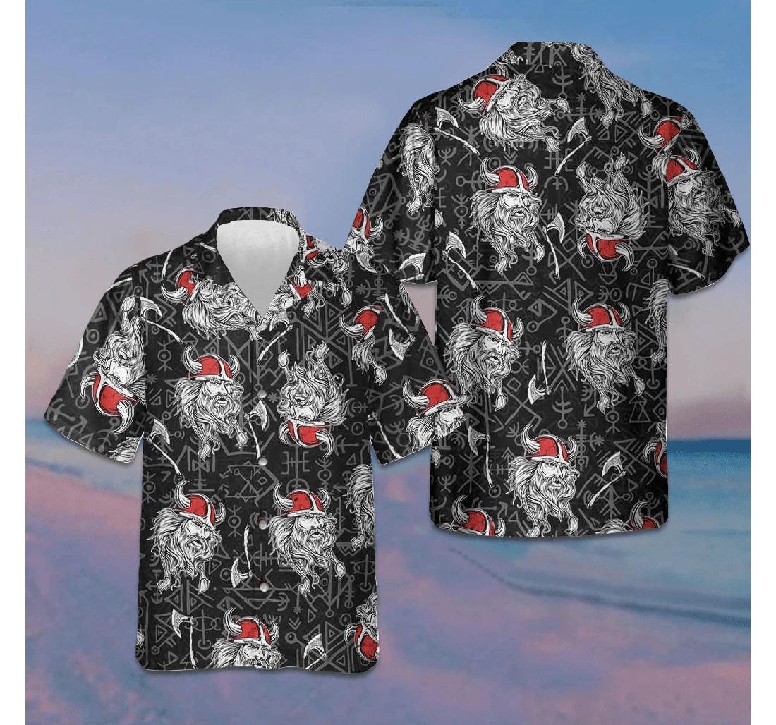 Personalized God Odin Head Cool Guys Gifts Hubby Hawaiian Shirt, Button Up Aloha Shirt For Men, Women