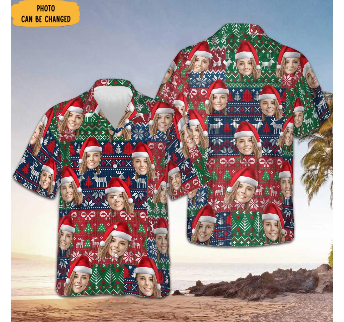 Personalized Custom With Face Christmas Unique Gifts Husband Hawaiian Shirt, Button Up Aloha Shirt For Men, Women