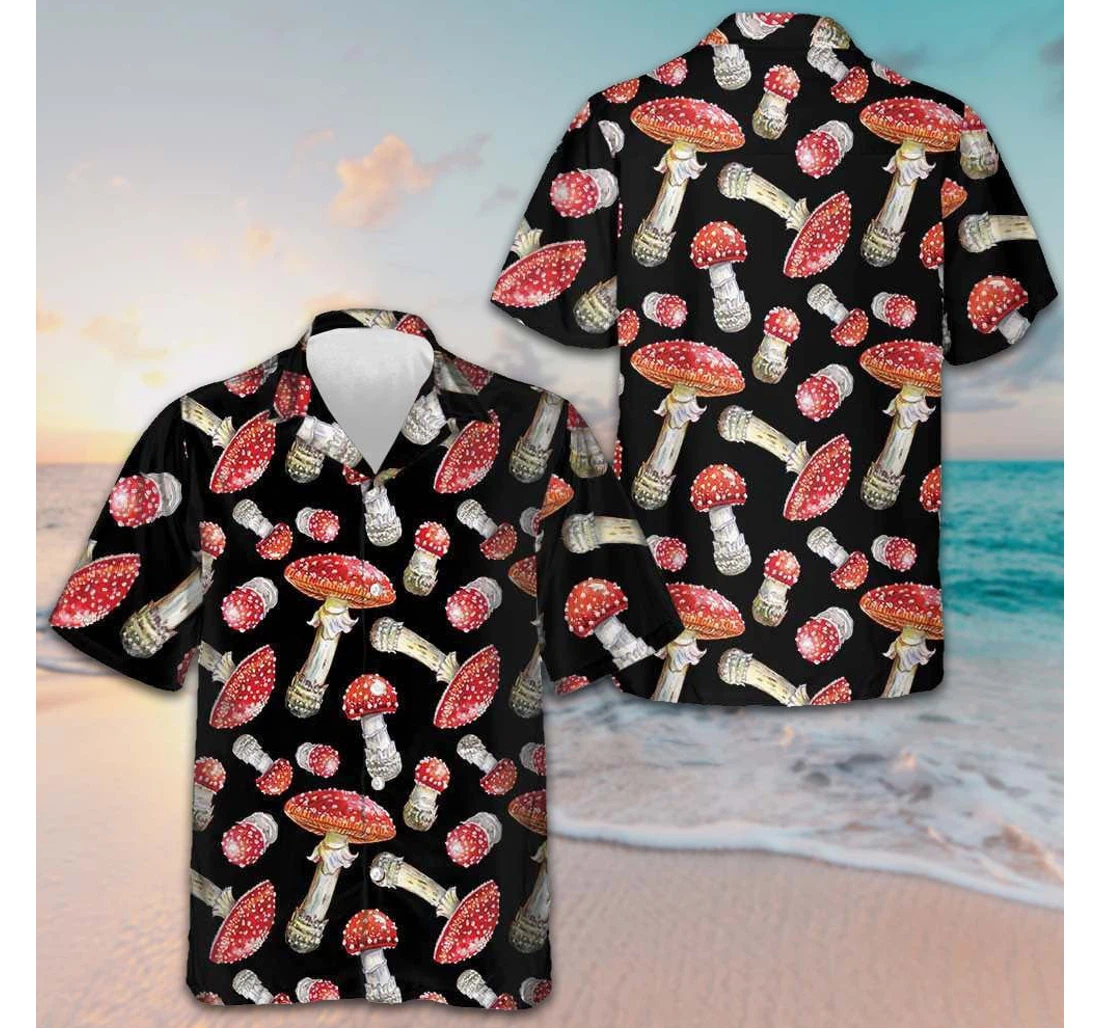 Personalized Fly Agaric Mushroom Gifts Mushroom Lovers Hawaiian Shirt, Button Up Aloha Shirt For Men, Women