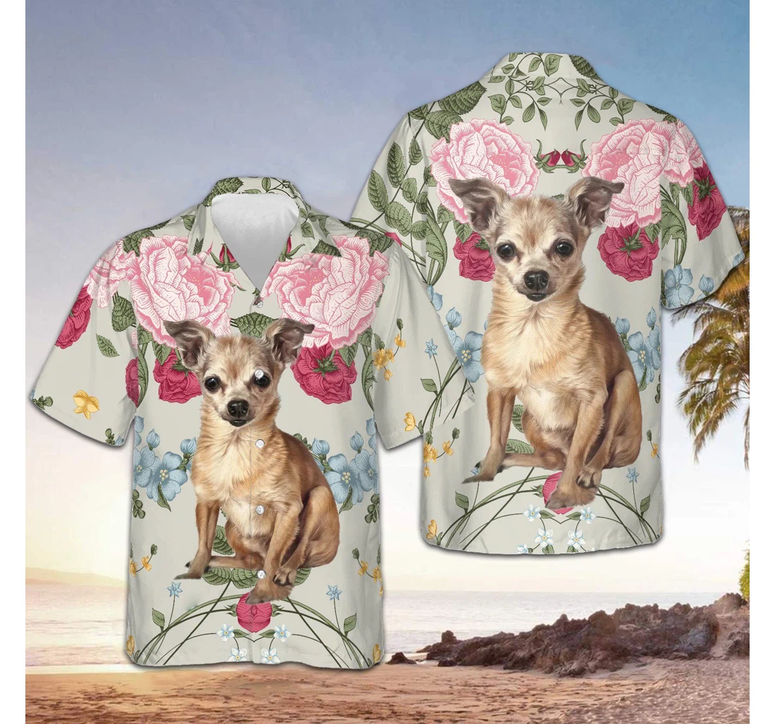 Personalized Chihuahua Rose Chihuahua Lover Themed Gifts Her Hawaiian Shirt, Button Up Aloha Shirt For Men, Women