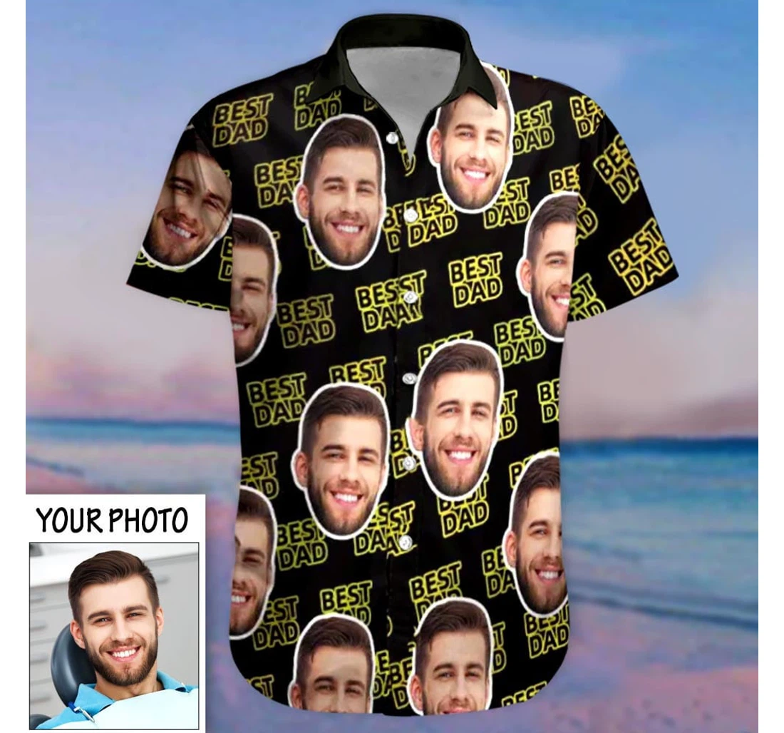 Personalized Photo Best Dad Custom Father's Day Gift Father Hawaiian Shirt, Button Up Aloha Shirt For Men, Women