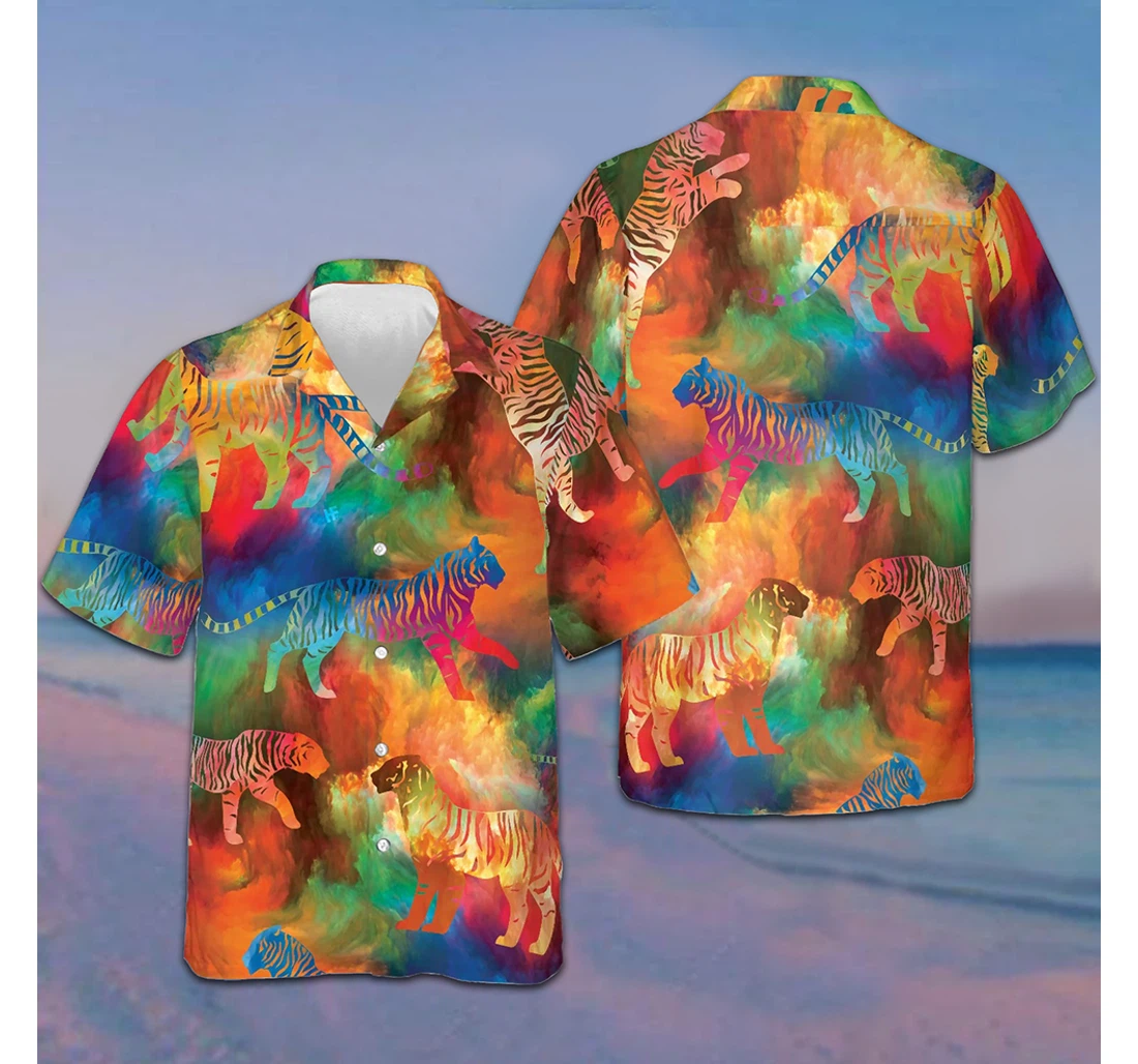 Personalized Vortex Paradise Tiger Gifts Tiger Lovers Hawaiian Shirt, Button Up Aloha Shirt For Men, Women