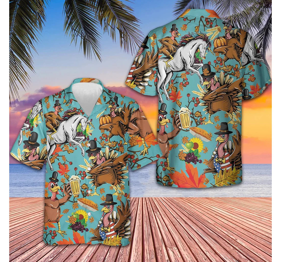 Personalized Turkey Thanksgiving Cool Thanksgiving Gifts Boyfriend Hawaiian Shirt, Button Up Aloha Shirt For Men, Women