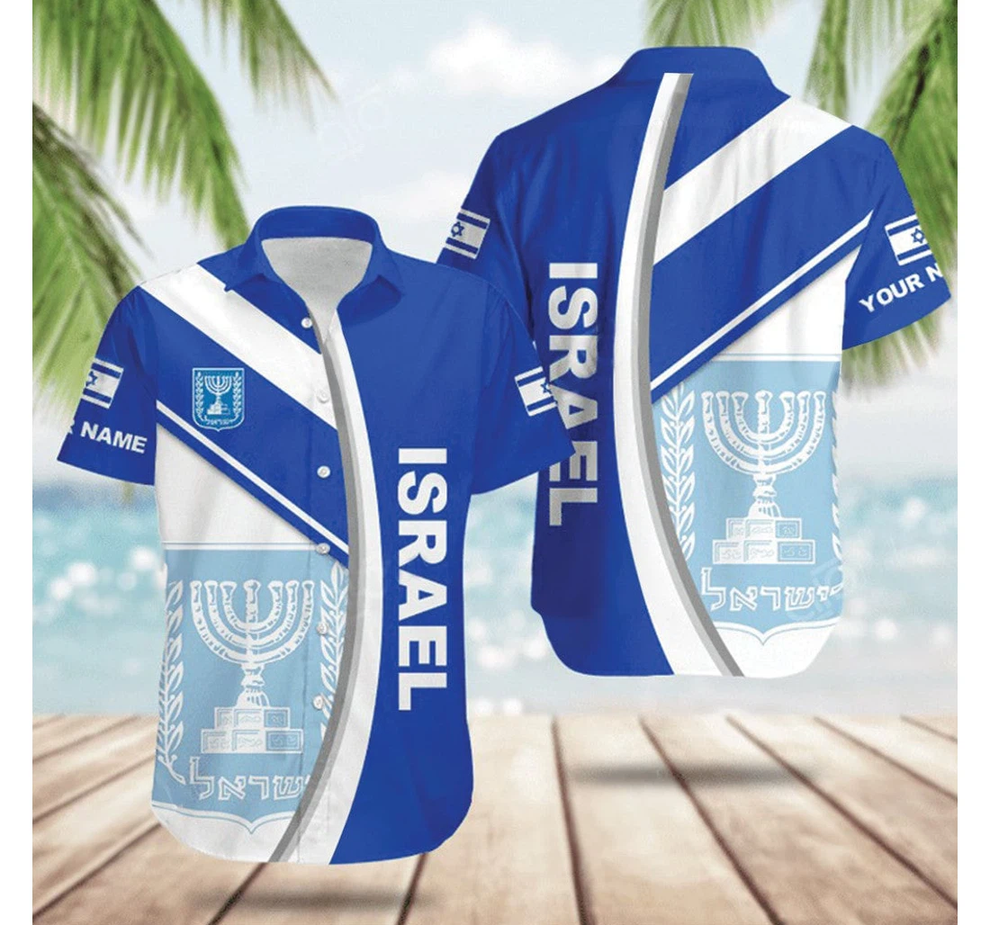 Personalized Customized Israel Israel Coat Of Arms Israeli Clothing Gifts Jews Hawaiian Shirt, Button Up Aloha Shirt For Men, Women