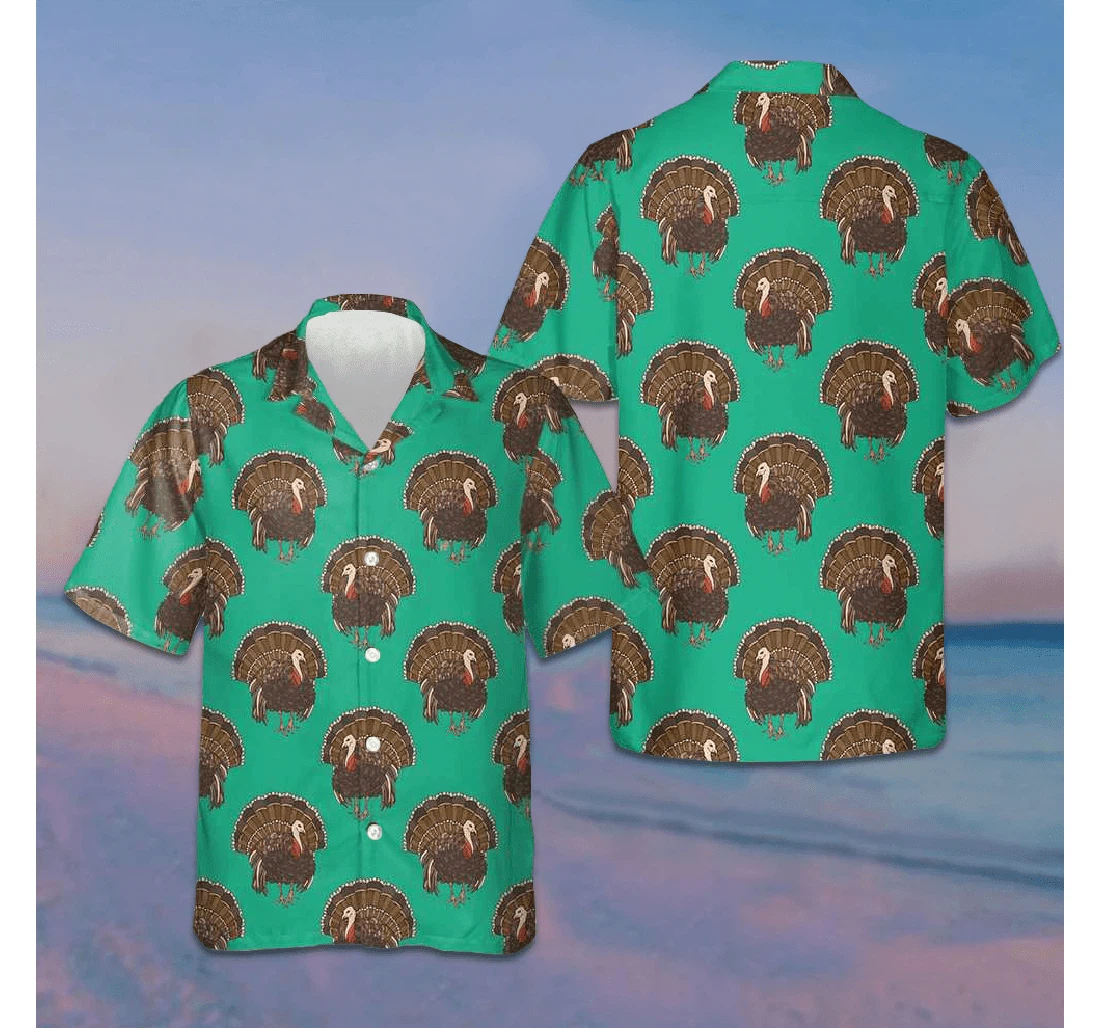 Personalized Thanksgiving Turkey Green Gifts Thanksgiving Hawaiian Shirt, Button Up Aloha Shirt For Men, Women