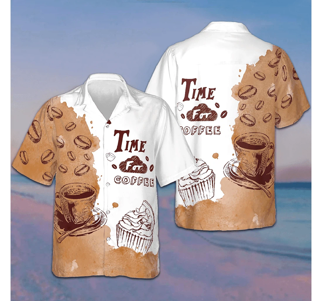 Personalized Time Coffee Gifts Coffee Lovers Hawaiian Shirt, Button Up Aloha Shirt For Men, Women