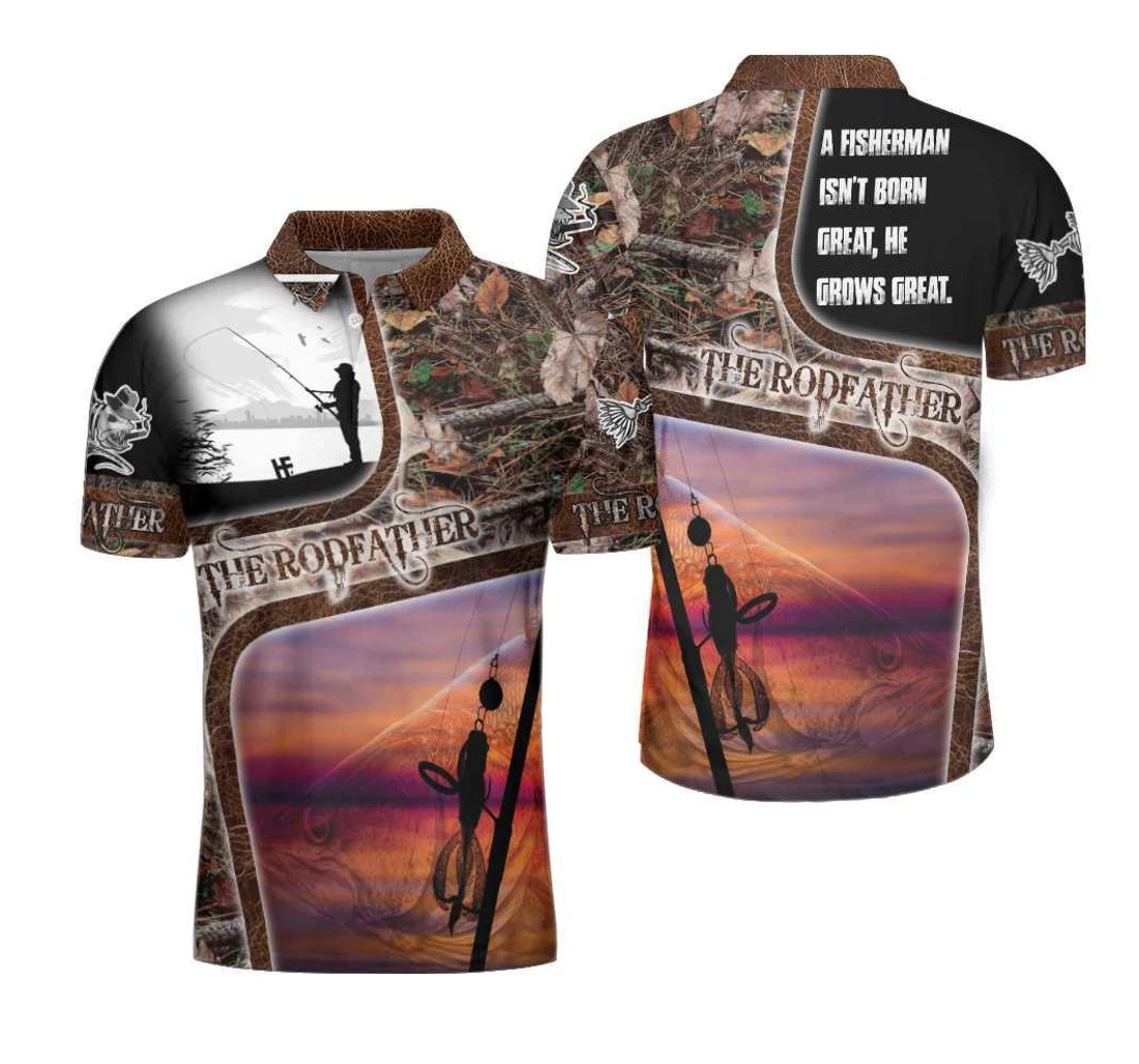 Personalized Fisherman A Great Fisherman Isn't Born Great Print The Rodfather Best Fishing - Polo Shirt