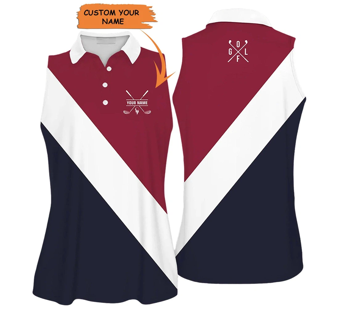 Personalized Golf Custom Name Color Maroon White And Navy Personalized Golfers Golf Lover Mother's Day - Polo Shirt