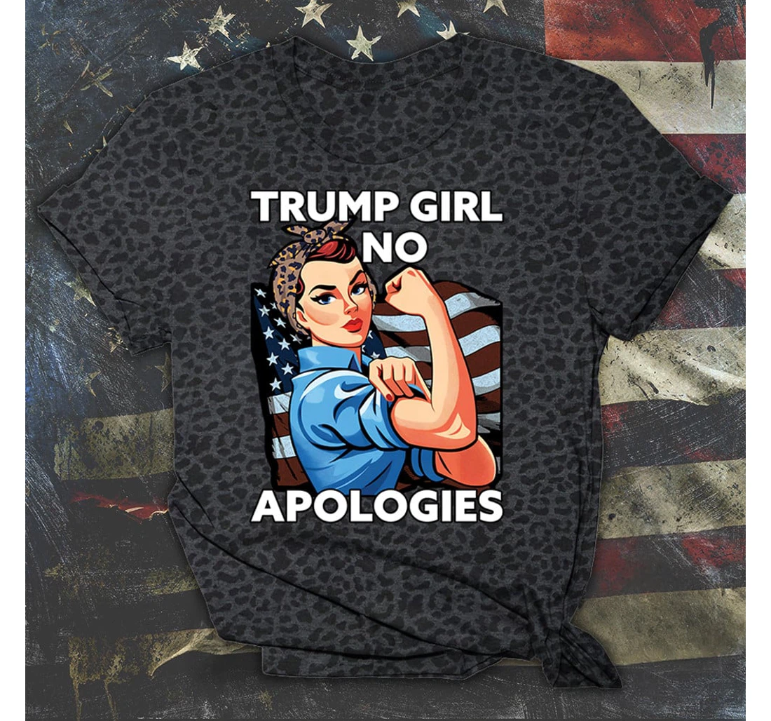 Personalized Trump Girl No Apologies Leopard Tshirt Strong Trump Mother's Day - Polo Shirt