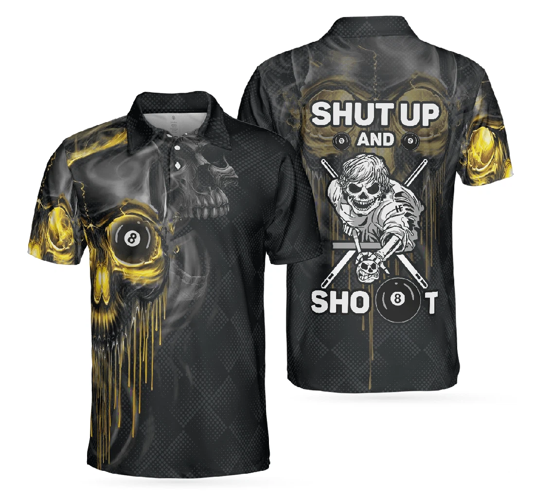 Personalized Billiard Skull Billiards Black Skull Billiards Design Scary Halloween Idea Perfect - Polo Shirt