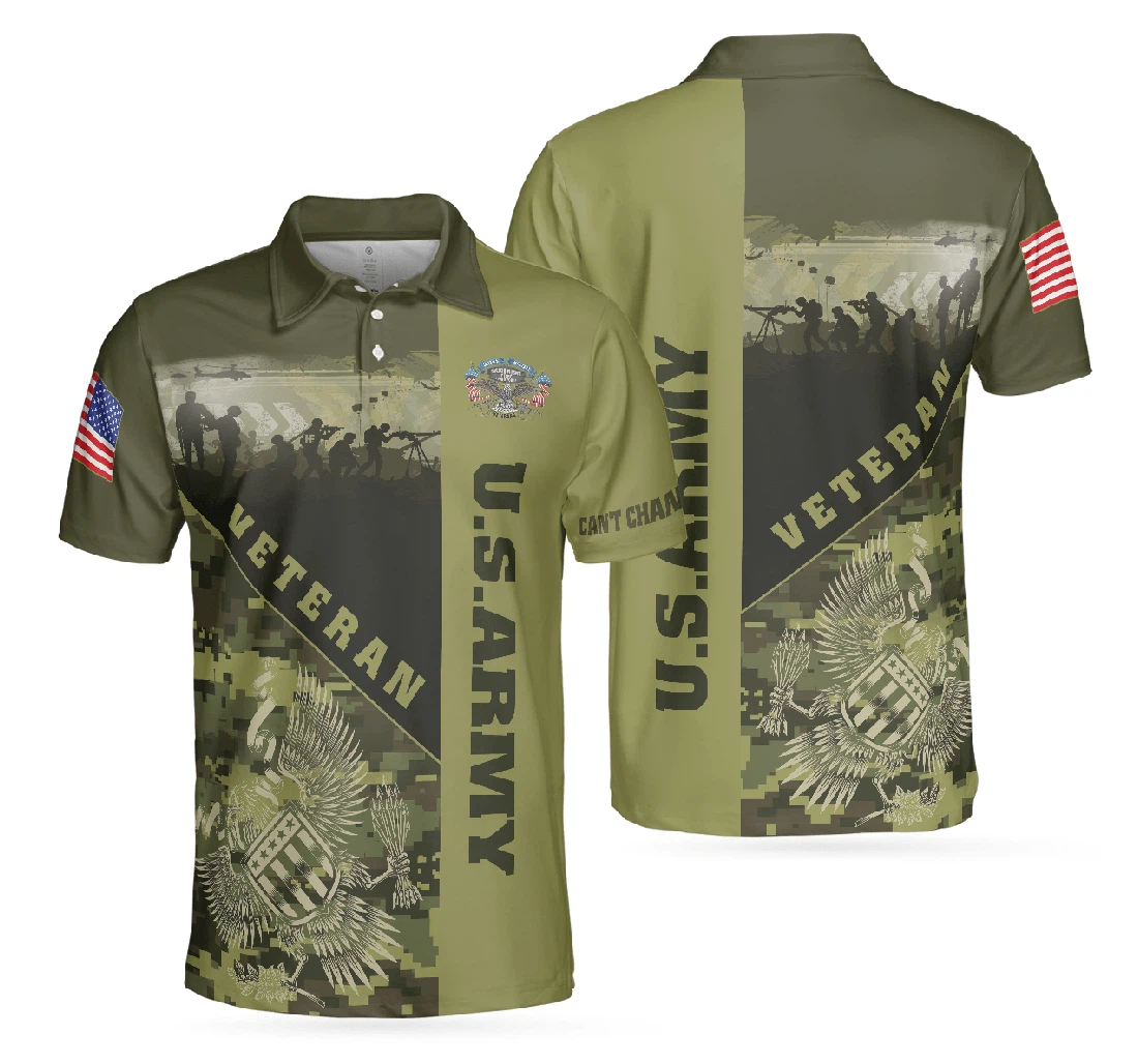 Personalized Us Army Veterans Can't Change History Green Veteran Patriotic Veteran Perfect - Polo Shirt