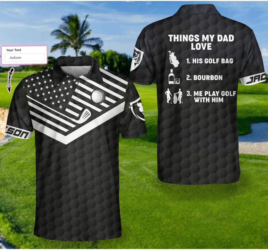 Personalized Golf Things My Dad Love Golfing And Bourbon Custom Personalized Golf Perfect - Polo Shirt
