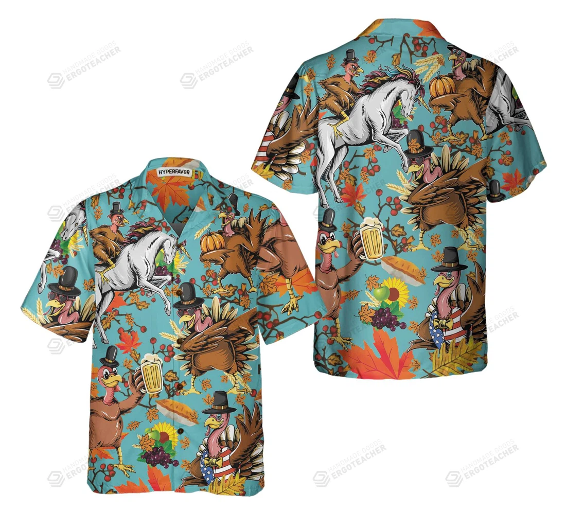 Personalized Turkey Thanksgiving Funny Thanksgiving Hawaiian Shirt, Button Up Aloha Shirt For Men, Women