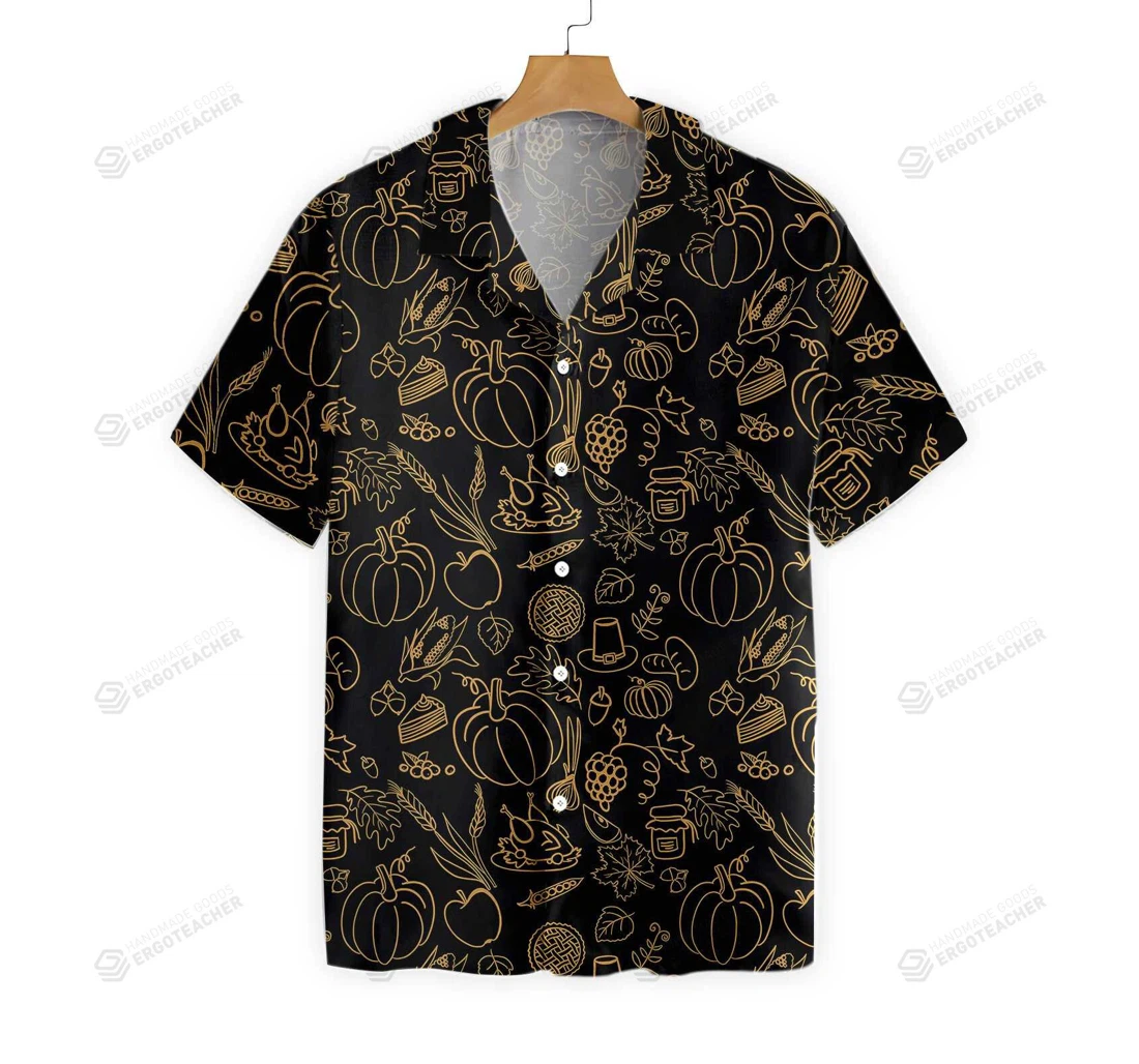 Personalized Thanksgiving Pattern Hawaiian Shirt, Button Up Aloha Shirt For Men, Women