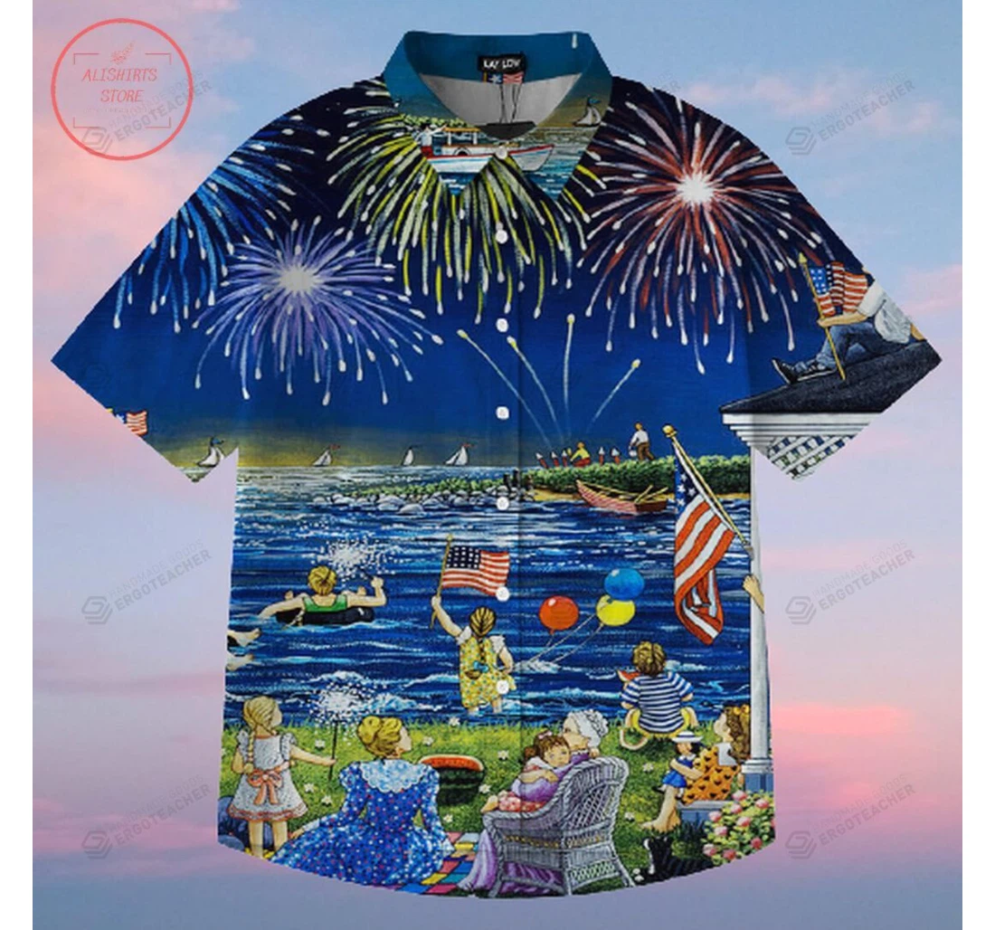 Personalized Laughter Independence Day Hawaiian Shirt, Button Up Aloha Shirt For Men, Women