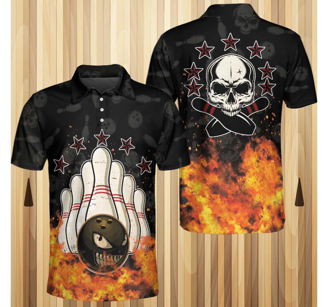 Personalized Bowling Skull And Monster Ball Bowling To Get Your Dad Father S Day - Polo Shirt