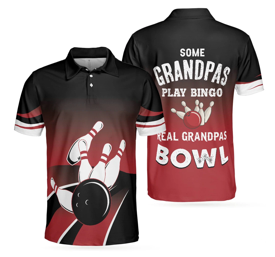 Personalized Some Grandpas Play Bingo Bowling To Get Your Dad Father S Day - Polo Shirt