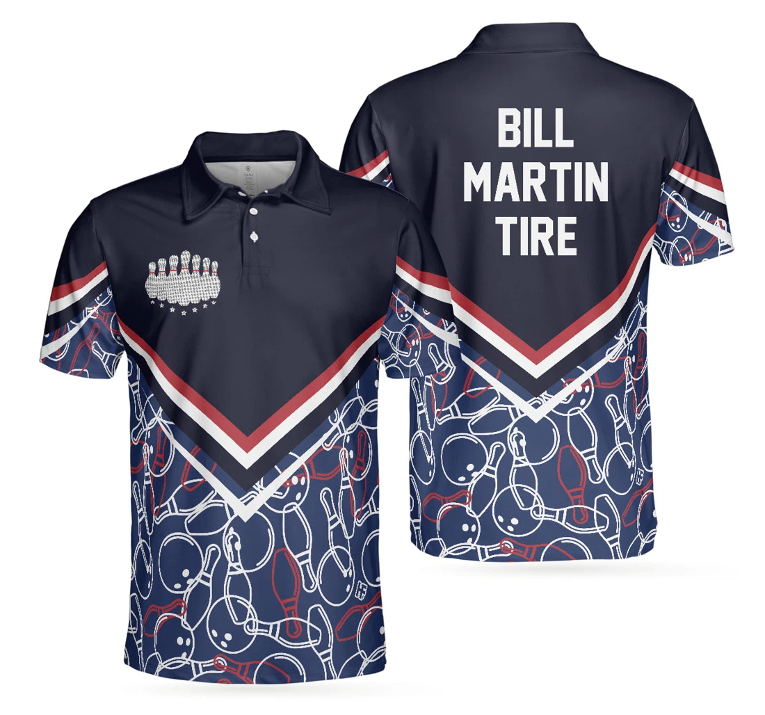 Personalized Bowling Bill Martin Tire Seamless Pattern Bowling To Get Your Dad Father S Day - Polo Shirt