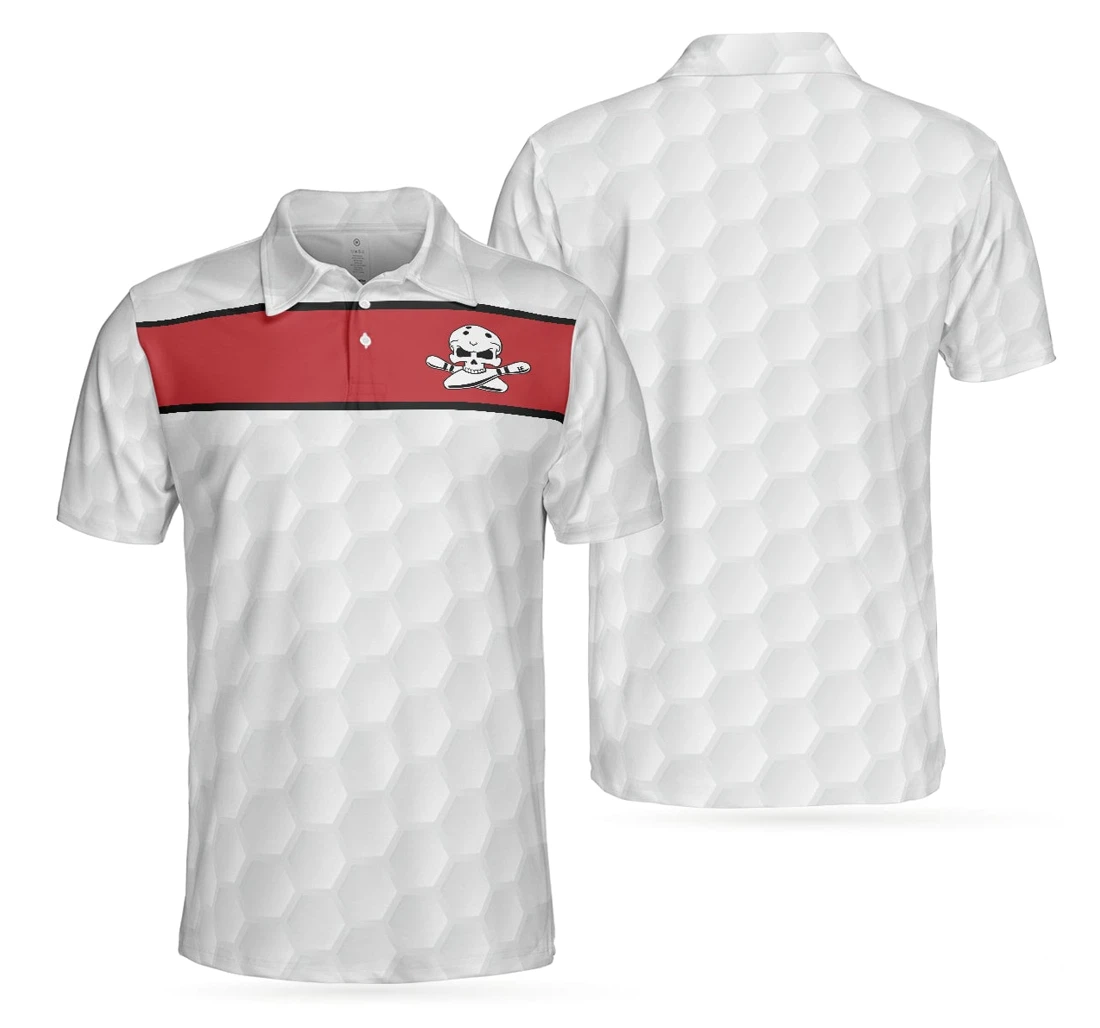 Personalized Red And White Skull Bowling To Get Your Dad Father S Day - Polo Shirt