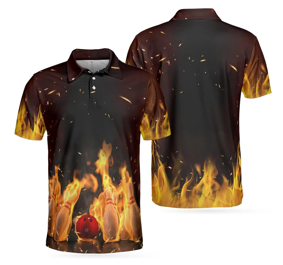 Personalized Bowling Pin With Fire Bowling To Get Your Dad Father S Day - Polo Shirt