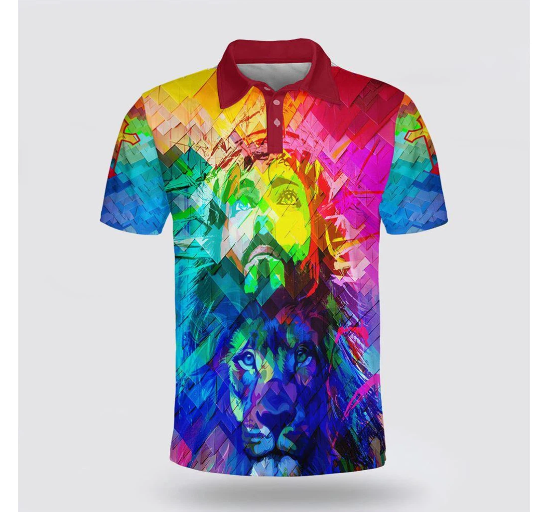 Personalized Jesus And Lion Christian Families - Polo Shirt